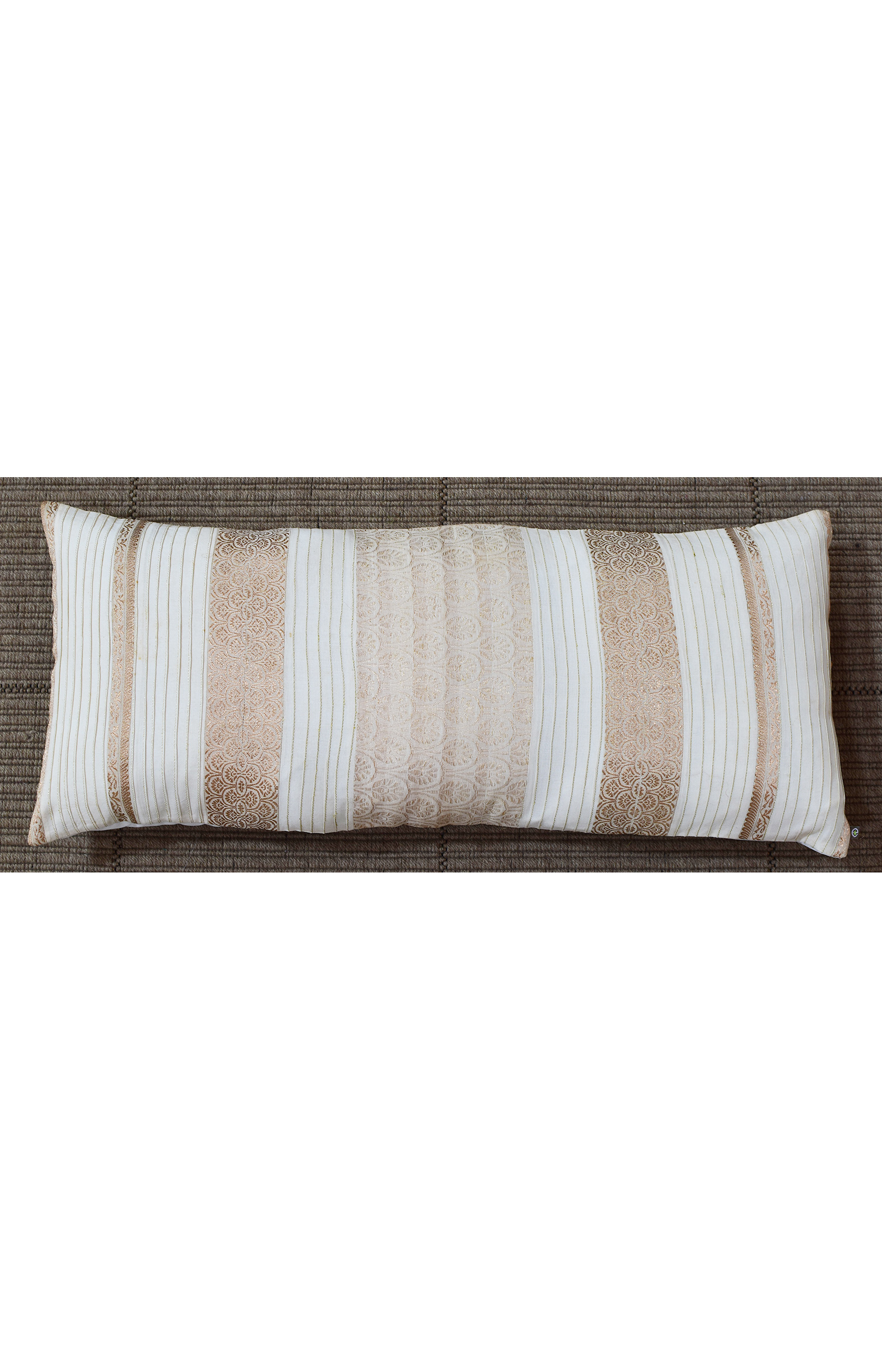 Handloom Organic Cotton Cushion Cover Cream and Gold 